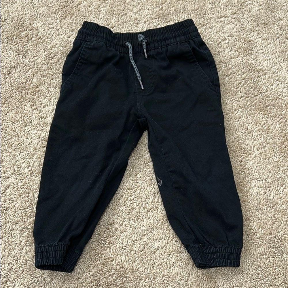 Little Boys Volcom Black Jogger Pants with Elastic Cuffs